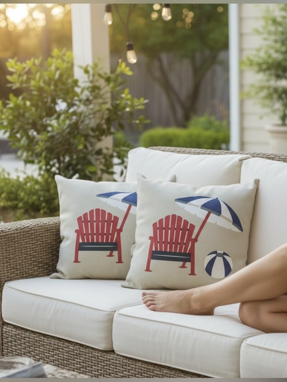 Hampton Bay Poolside Beach Theme Outdoor Throw Pillows 16x16 Set Lawn Patio